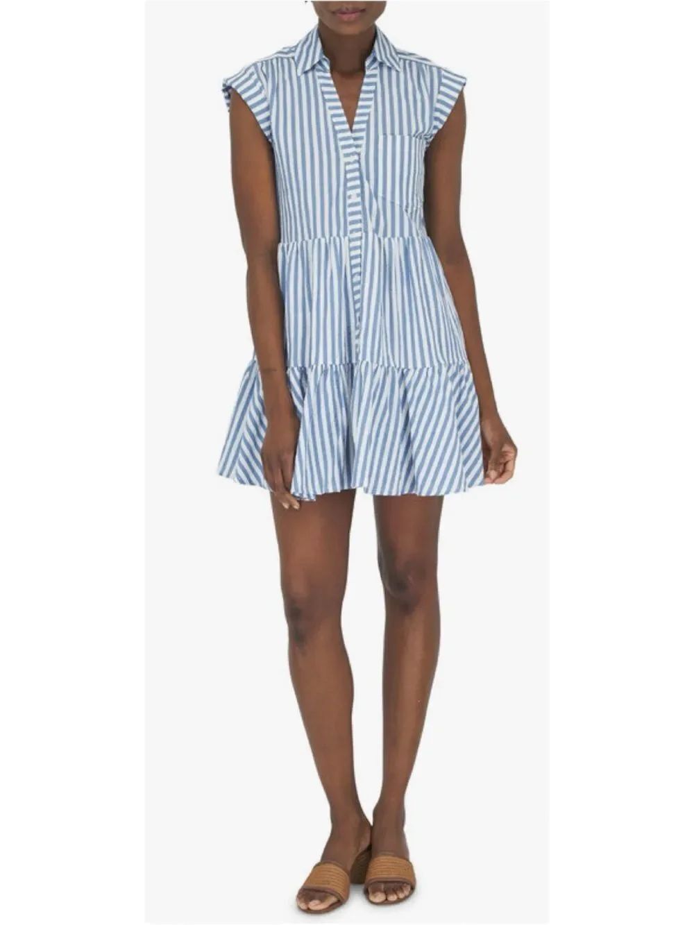 VERONICA BEARD
Trisha Blue & White Striped Shirtdress Size M~ Pristine